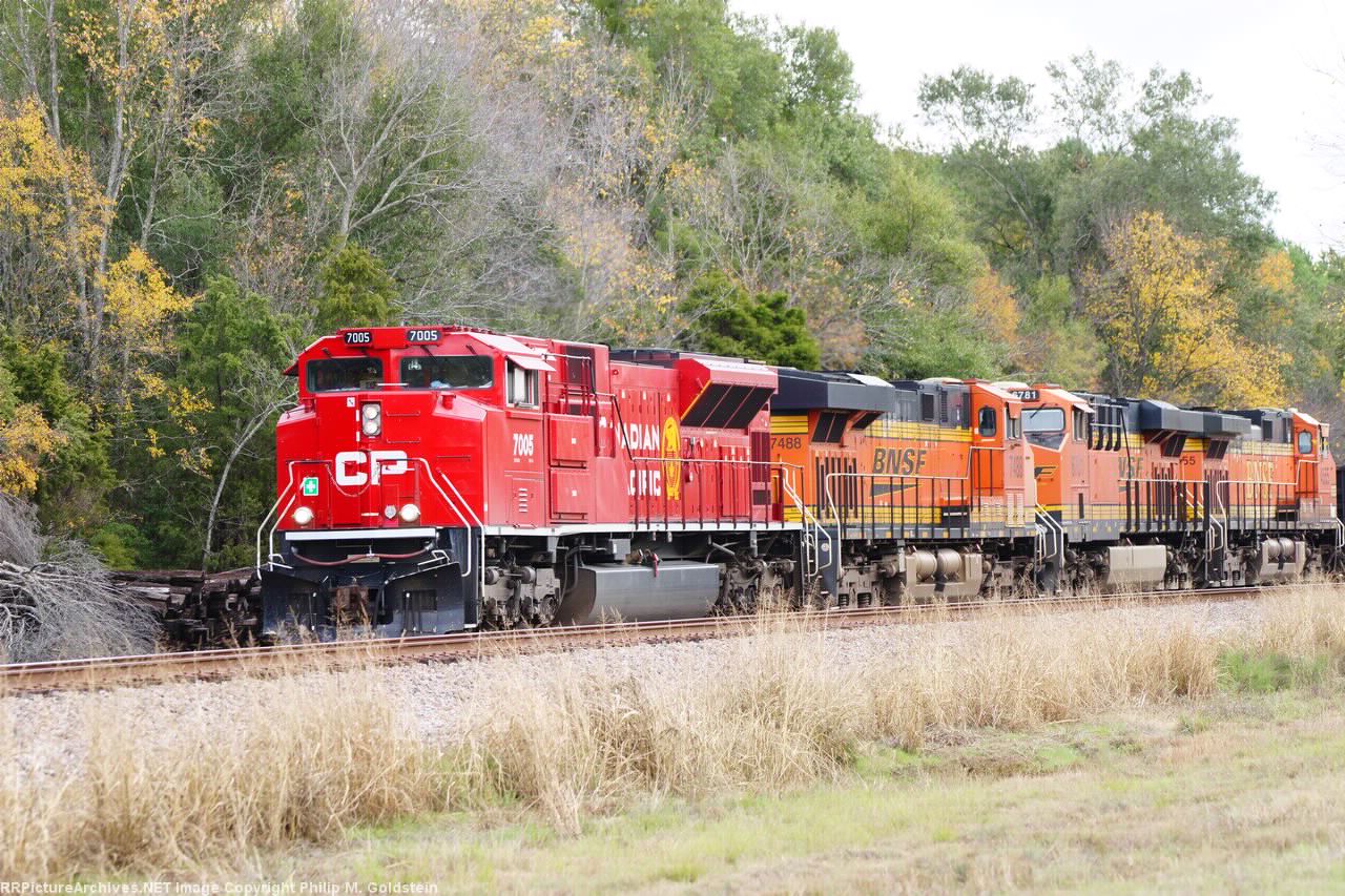 CP 7005, BNSF 7488, 6781, 4555 